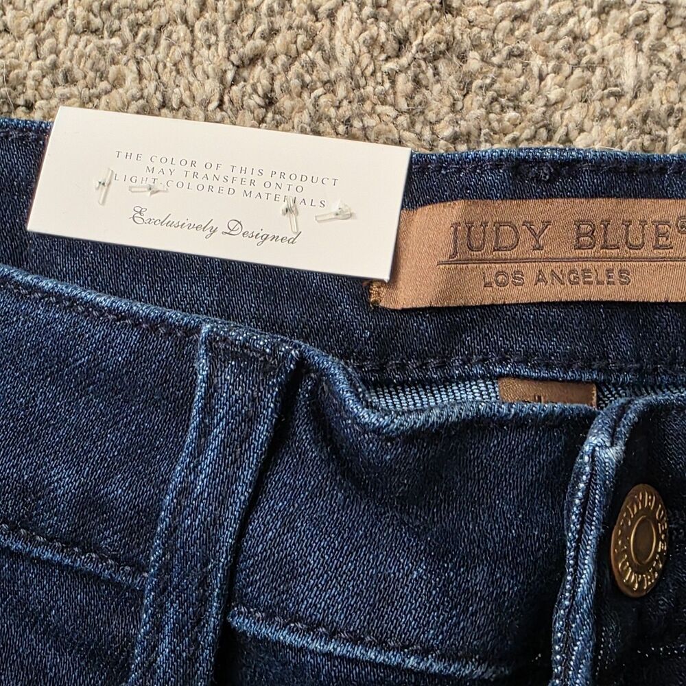 NWT Judy Blue Jeans Size 29 Dark Denim Utility Knee Patch High Rise - Picture 11 of 12